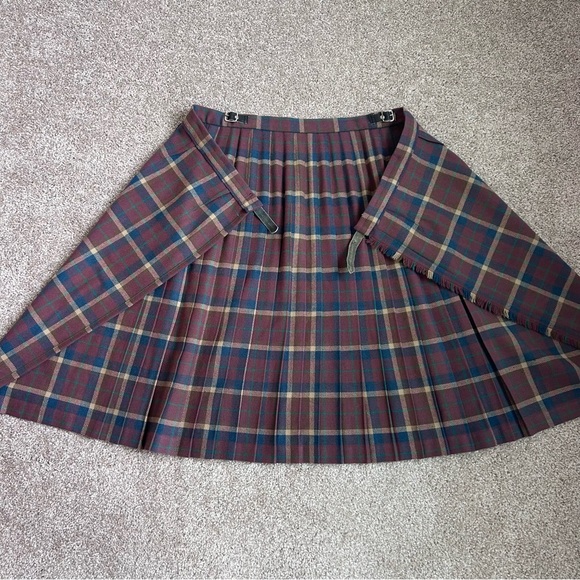VTG Pitlochry Knitwear 100% Wool Plaid Pleated Tartan Kilt Skirt Scotland Sz 10 - Picture 7 of 9